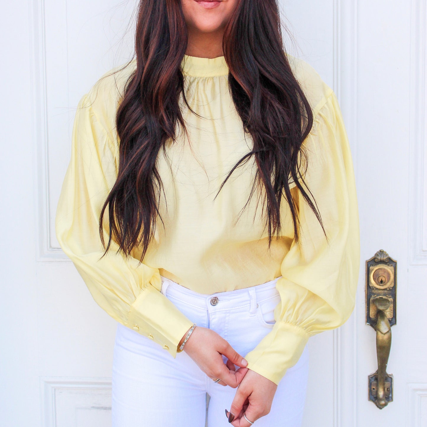 Lemon Bubble Sleeve Blouse