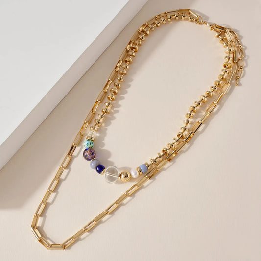 Marble Beaded Chain Necklace