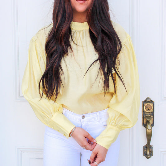 Lemon Bubble Sleeve Blouse
