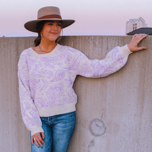 Lilac Paisley Sweater