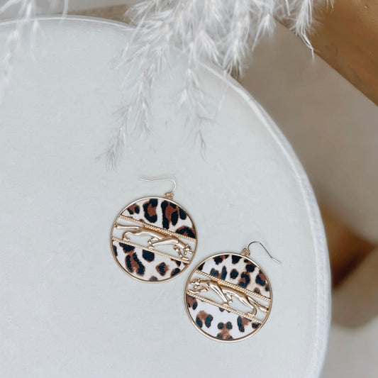 Leopard Leather Disc Earrings