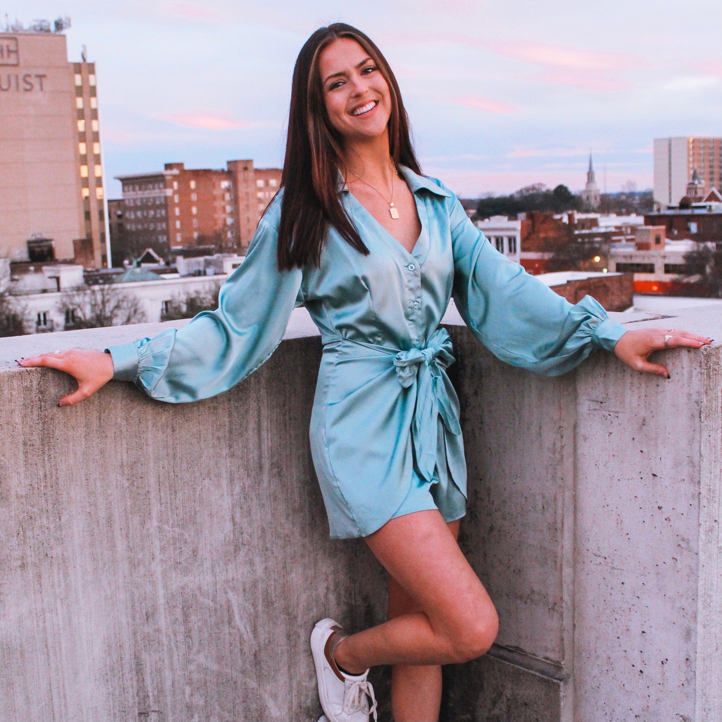 Teal Satin Romper