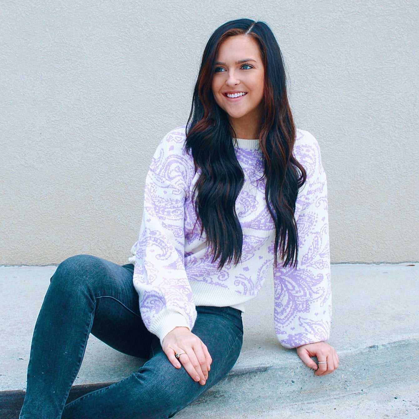 Lilac Paisley Sweater