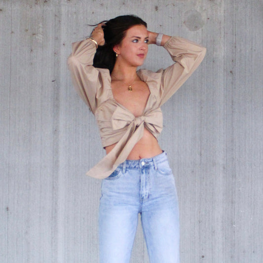 Taupe Tie Top