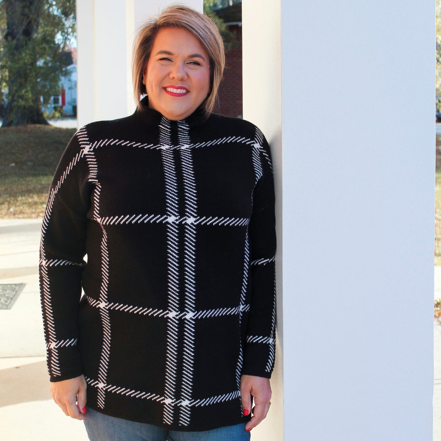 Black Grid Sweater